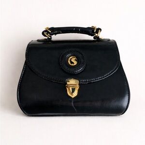 CHENSON - Chic Black Leather Mini Bag with Gold Accents